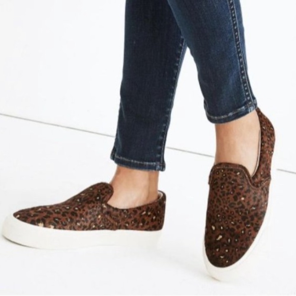 Madewell Sidewalk Slip On Leopard Print Calf Hair Sneakers Women’s 10